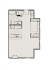 Bell Tower at Old Town Square 2D studio floor plan